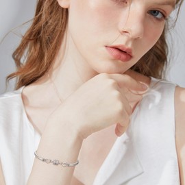 Clearine Wedding Bridal Octagonal Charming Bracelet Cubic Zirconia Jewellery for Women Brides Clear Silver-Tone