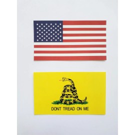 American COMBO AMERICAN & GADSDEN FLAG STICKER, USA & DONT TREAD ON ME VINYL FLAG DECAL