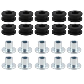 Enwye 10 Pcs Motorcycle Rubber Grommets Black Silver 6mm Bolt Rubber Kit Universal Compatible with Motorcycle Fairing/Trim Parts