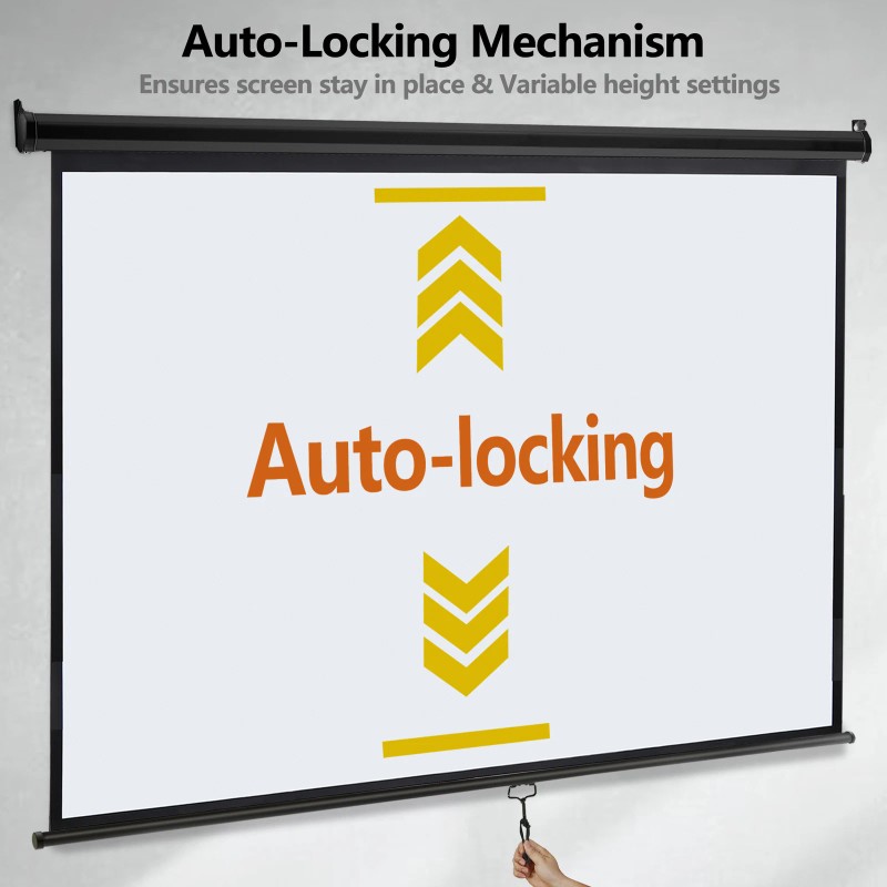 100" Projector Screen Manual Pull-down 16:10 Hd Projection Screen Office