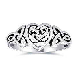 Personalize Dainty Best Friends Irish Celtic Love Knots BFF Infinity Heart Promise Ring 1MM Band For Teen Women Oxidized .925 Sterling Silver Customizable