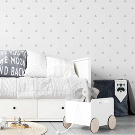 White & Grey Minimalist Triangles 48" L x 24" W Peel and Stick Wallpaper N05027