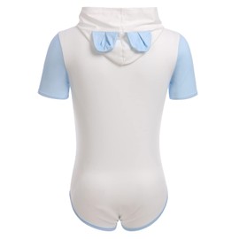 Men's Cute Ears Hoodie Romper Pajamas Bodysuit One Piece Rompers Leotard Diaper Teddy Sleep Pjs Casual Sleepwear Nightwear Tops White+Blue Medium