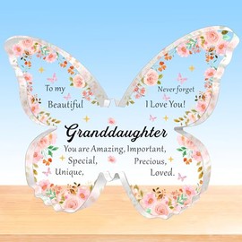 HULALA To My Beautiful Granddaughter Acrylic Butterfly Plaque Gifts For Granddaughter Birthday Christmas Graduation Presents From Nanny Nana Nan You Are Amazing Important Special Unique Precious Loved