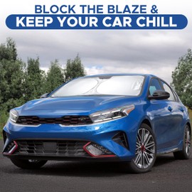 EcoNour Windshield Sunshade Compatible for Kia Forte 2019-2024 2025-240T Polyester Material Cars Sun Visor Reflector Blocks UV Rays - Foldable Sunshade Interior Protection Accessories