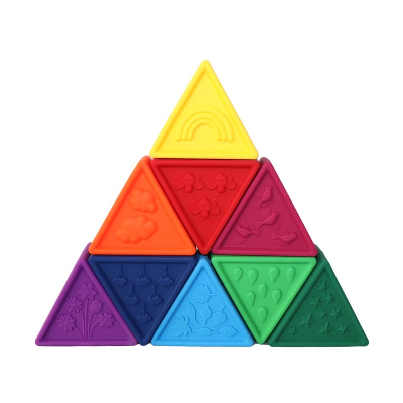 Triblox Rainbow, 9 Silicone Blocks with Numbers and Illustrations