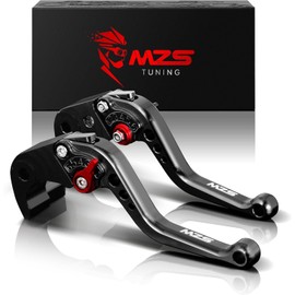 MZS Black Motorcycle Brake Clutch Levers Adjustable Short Compatible with ZX6R 636 00-04 / ZX10R 04-05 / ZX9R 00-03 / ZX12R 00-05 / ZZR600 05-09 / Z1000 03-06 / KLZ1000 12-14