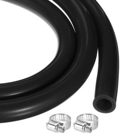 MECCANIXITY 6.6ft Silicone Rubber Tubing 5/8" ID 7/8" OD Plastic Tube Flexible Air Hose for Brewing, Wine Making, Pump Siphon, 15.9mm x 22.2mm, with 2pcs Clamps, Black