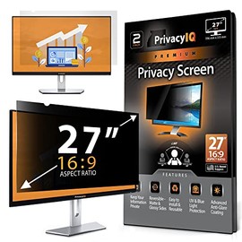 Privacy IQ 27" Inch 16:9 (2 Pack) Monitor Privacy Screen-Filter for 60 Degree Privacy, Advanced Anti-Glare, UV Light Reduction & Blue Light Filter