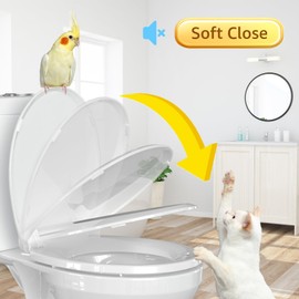 Aünsffer Toilet Seat Round Quick Release & Soft Close, Round 16.5inch Toilet Seat Slow Descent No Slapping Quiet, Easy Clean, White, Plastic, 2 Years Support