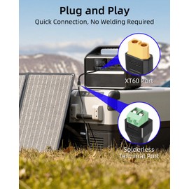 YANBORONSN XT60 to Solderless Terminal Cable for Solar Panels,RC Models,DIY Enthusiasts,Engineers（0.3M/1Ft）
