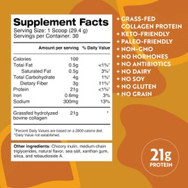 Dr. Kellyann Bone Broth Protein Powder Salted Caramel - 21g Protein, Grass-Fed Collagen, Segar-Free, Keto & Paleo Friendly (30 Servings)