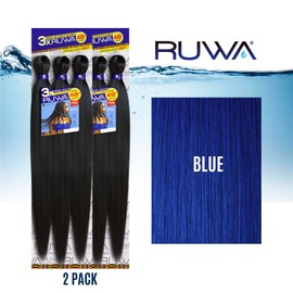 Sensationnel Ruwa prestretched braiding hair - 3x ruwa 48 inch 24 folded water repellent kanekalon fiber fast dry sports braid - 3x Ruwa 24 inch (2 pack, blue)