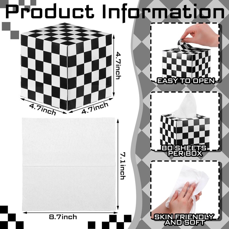 Marsui 6 Pcs Tissue Cube Boxes 2 Ply Facial Tissues