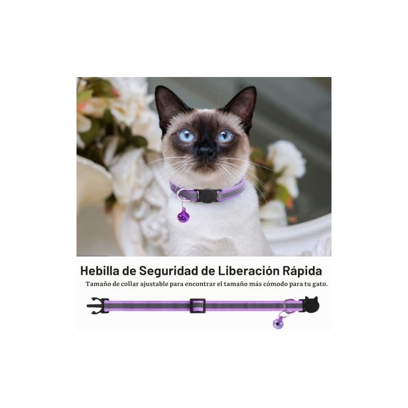 NCONCO 12 Collares para Gato Reflectantes con Campana