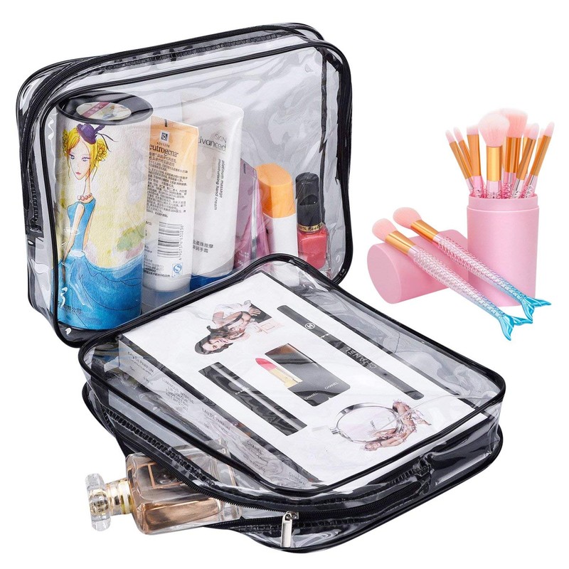 Waterproof Travel Bag with Zipper, Clear (Pack of 3), transparent,