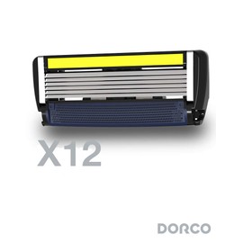 Dorco Pace 6 Plus Power - Six Blade Power Razor System with Trimmer (12 Cartridges (No Handle))