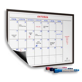 Previs Whiteboard Monthly Planner Magnetic A4 - Magnetic Calendar Fridge Planner - Family Planner - Monthly Calendar Weekly Planner Wipe Clean - Monthly Planner Board Fridge