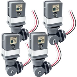 Ensayeer 4 Pack Waterproof Photocell Sensors for Outdoor Lights, 120V AC 50/60Hz Photocells with 16-Gauge Wire & Swivel Mount, Dusk to Dawn Photoelectric Switch for Backyard, Barns & Outdoor Lighting