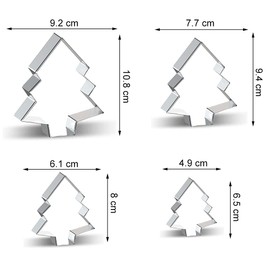 Christmas Tree Cookie Cutter Set of 4 - Bulk, Large, Medium, Small Sizes Xmas Tree Cookie Cutters Biscuit Molds for DIY Chirstmas Day Holiday Party Decorations - Stainless Steel Azflyife
