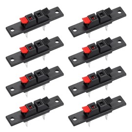 sourcing map 2 Ways Spring Speaker Terminal Clip Push Release Connector Audio Cable Terminals Strip Block Black Red WP2-35 8Pcs