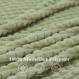 Simple&Opulence Microfiber Throw Blanket Grid Design,130cm x 170cm,Super Soft Fluffy Light Weight Solid Bed Blanket for Couch, Sofa,Bedroom Accessories(Sage Green)