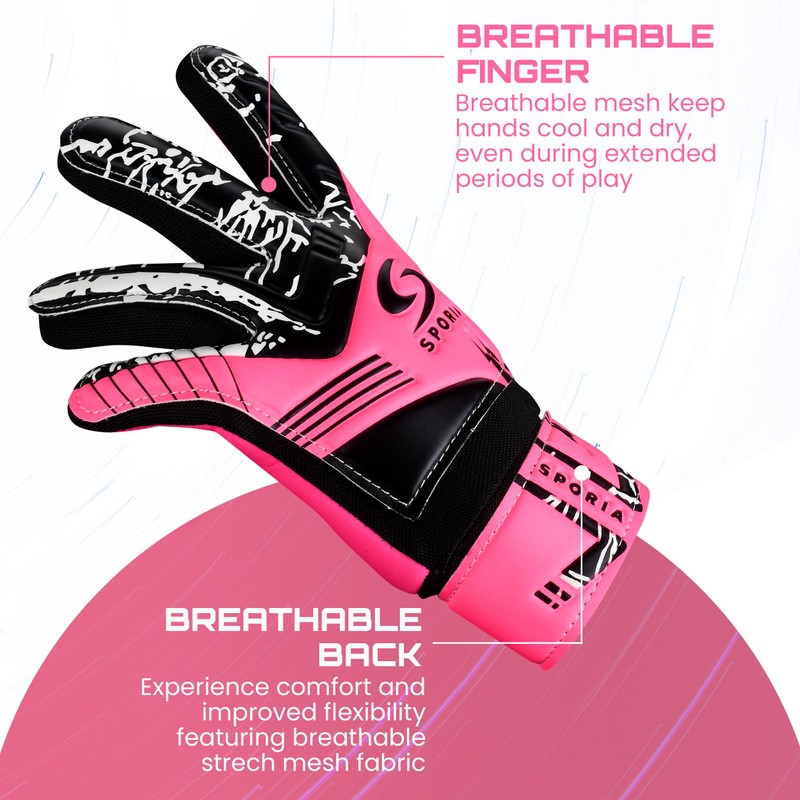 SPORIA Youth Goalie Gloves (Pink, 4)