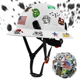 LOHASTOUR Full Brim Hard Hat Construction Safety Helmet - HDPE Hard Hat Vented Hardhats Sunshade Work Hardhat for Men&Women 6 Point Adjustable Ratchet Suspension Casco de construccion