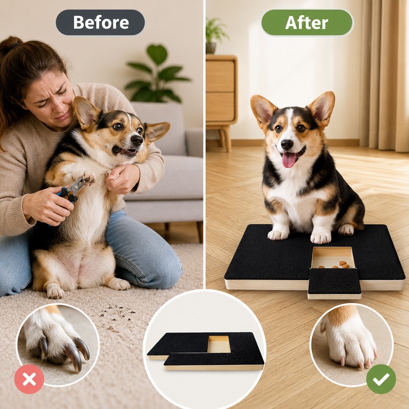 Dog Nail Scratch Board for Easy Trimming – Wooden Treat-Drawer