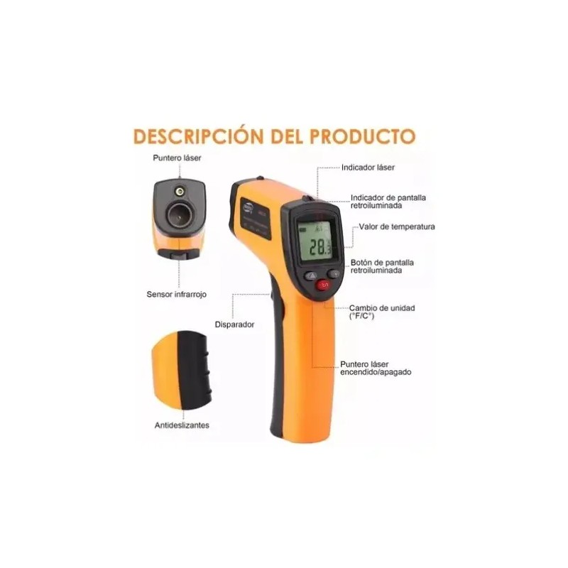Termómetro Digital Uso Industrial Infrarojo Pistola Laser