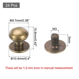 QUARKZMAN Pack of 24 Mini Drawer Knobs 9.7 mm x 10.4 mm Vintage Antique Furniture Knobs Round Drawer Handles with Screws Cabinet Door Knobs for Cupboards Drawer Jewellery Box Chest of Drawers Bronze