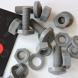20 x Grey Pan Head Screws Polypropylene (PP) Plastic Nuts and Bolts, Washers, M8 x 20mm, Acrylic, Water Resistant, Anti-Corrosion, Chemical Resistant, Electrical Insulator, Gray, 5/16" x 25/32