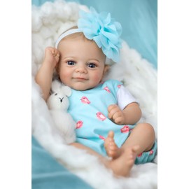 SCOM Realistic Reborn Baby Dolls - 18 Inch Real Life Baby Girl, Newborn Elf Doll with Accessories, Lifelike Baby with Soft Cloth, Full Body Vinyl Hispanic Doll with for Kids Age 3+ Gift