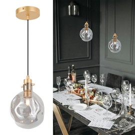 WSlyrilx Pendant Lights Kitchen Island Organic Globe Smoky Color Modern Blown Glass Kit Adjustable Cord Hanging Light Fixtures Table Bar Dining Room Counter Bedroom Diameter 5.9 Inch