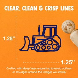 Bulldozer Dozer Construction Vehicle Rubber Stamp for Stamping Crafting Planners - 1-1/4 Inch Large