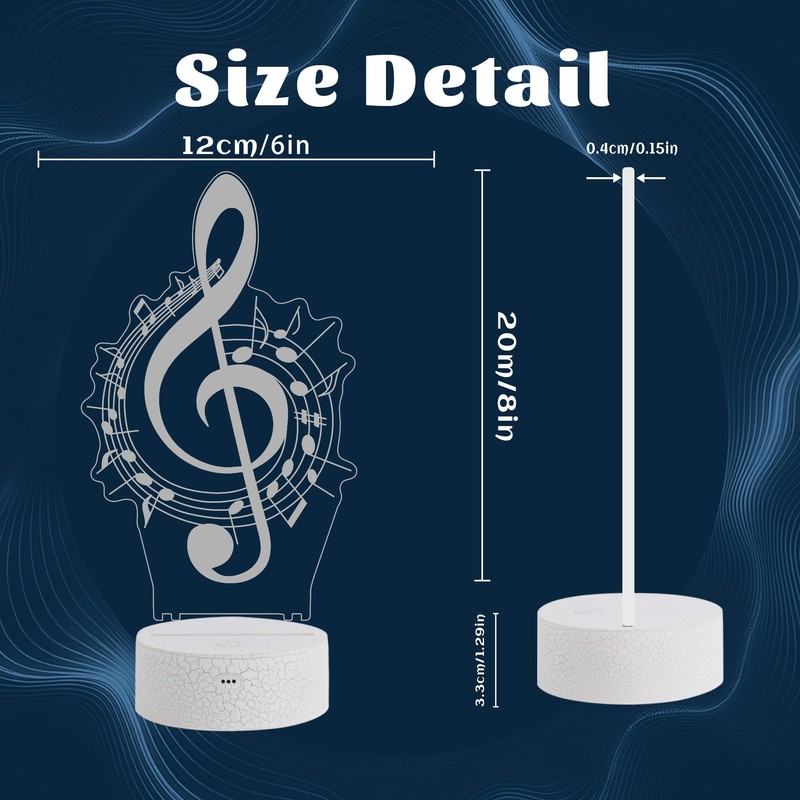 CoolGift Mart Music Note Night Light, 3D LED Optical Illusion