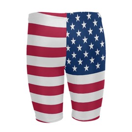 Dallonan Training Swimsuit American Flag Square Mens Leg Swim Jammer Large