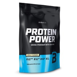 BioTechUSA Protein Power | High Protein, Sugar-Free, Lactose-Free, Gluten-Free | Added Creatine, 1 kg, Vanilla
