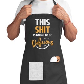 Funny BBQ Grill Kitchen Apron for Men Women With Pockets And Adjustable Neck Strap Ideal for Fathers Day Gift Mothers Day Gift