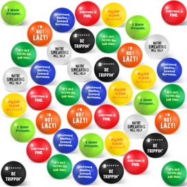 Blulu 48 Pcs Anti Stress Balls, 1.57" Funny Stress Relief Ball Assortment, Everything is Fine, I Hate People, Outward Smiles Inward Screams, It's Not Worth The Jail Time, Funny Gag Gifts for Coworker