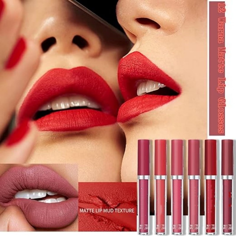 Labial Mate de Larga Duración, Labial Líquido, 6 Piezas Labial