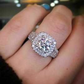 Bague Femme Wedding Ring Engagement Rings CZ Promise Rings for Her Wedding Moissanite Rings for Women (Size 9)