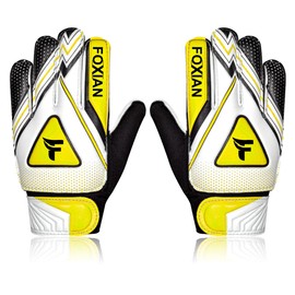 Football Goalkeeper Gloves Children with Super Grip Latex with Shock-Absorbing Padding to Protect the Palms and Fingers, Children's Football Gloves for Boys and Girls (7, Yellow)