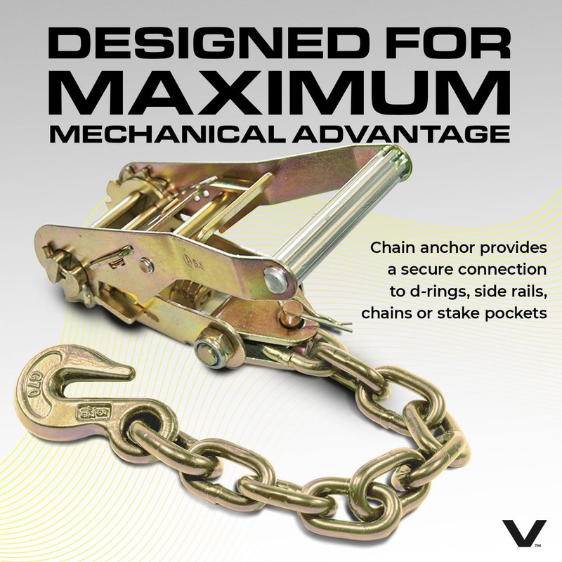 VULCAN Car Tie Down with Flat Hooks - Lasso Style
