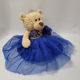 KINNEX COLLECTIONS SINCE 1997 20" Quince Anos Quinceanera Last Doll Teddy Bear with Dress (Centerpiece) ~ B16632-15G (Royal Blue/Gold)