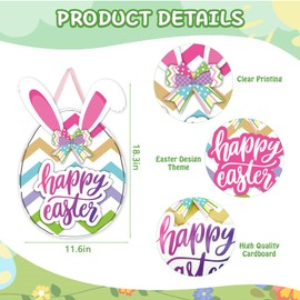 FRIDAY NIGHT Easter Door Decoration Cardboard Egg Rabbit Hanging Decor Supplies Bunny Wall Indoor Outdoor Welcome Hanger Sign