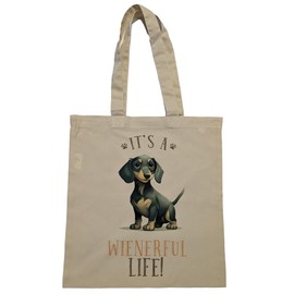 Super Lemon Charming Dog-Themed Tote Bags – Stylish, Reusable Shoulder Bags with Adorable Dog Prints, Perfect for Shopping, Travel, and Gifts (It's a Wienerful Life)
