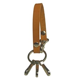 [highstyle] Tochigi Leather & Antique Hardware 3 Hook Loop Type Keychain Made in Japan, silver/camel