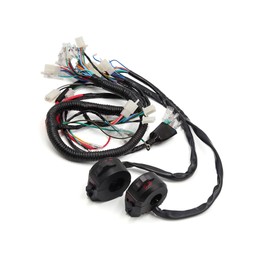 ACROPIX Motorcycle Electric Main Wire Harness with Left & Right Handlebar Switch Kit for CB125 Black 2pcs