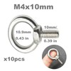 Floyutin Stainless M4 Eyebolt 0.39"(10mm) Long Male Ring Threaded Screw